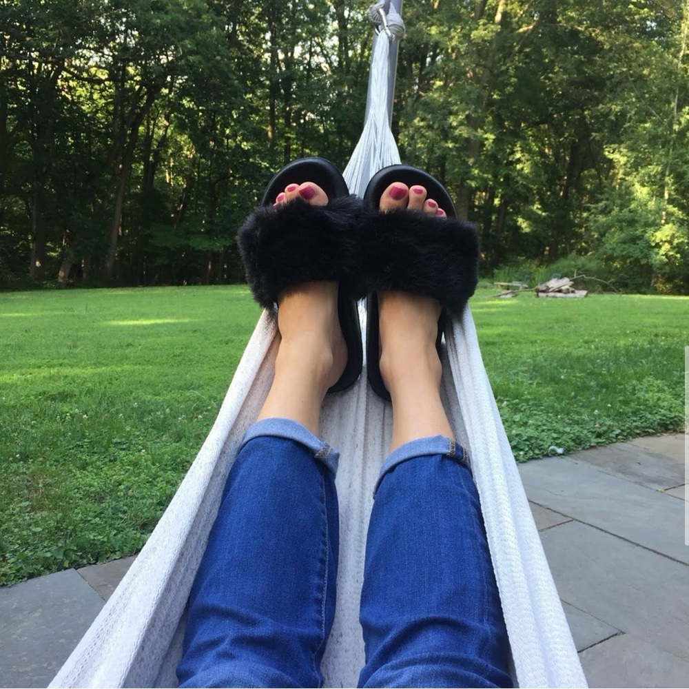 Urban Outfitters Lola Faux Fur Slides